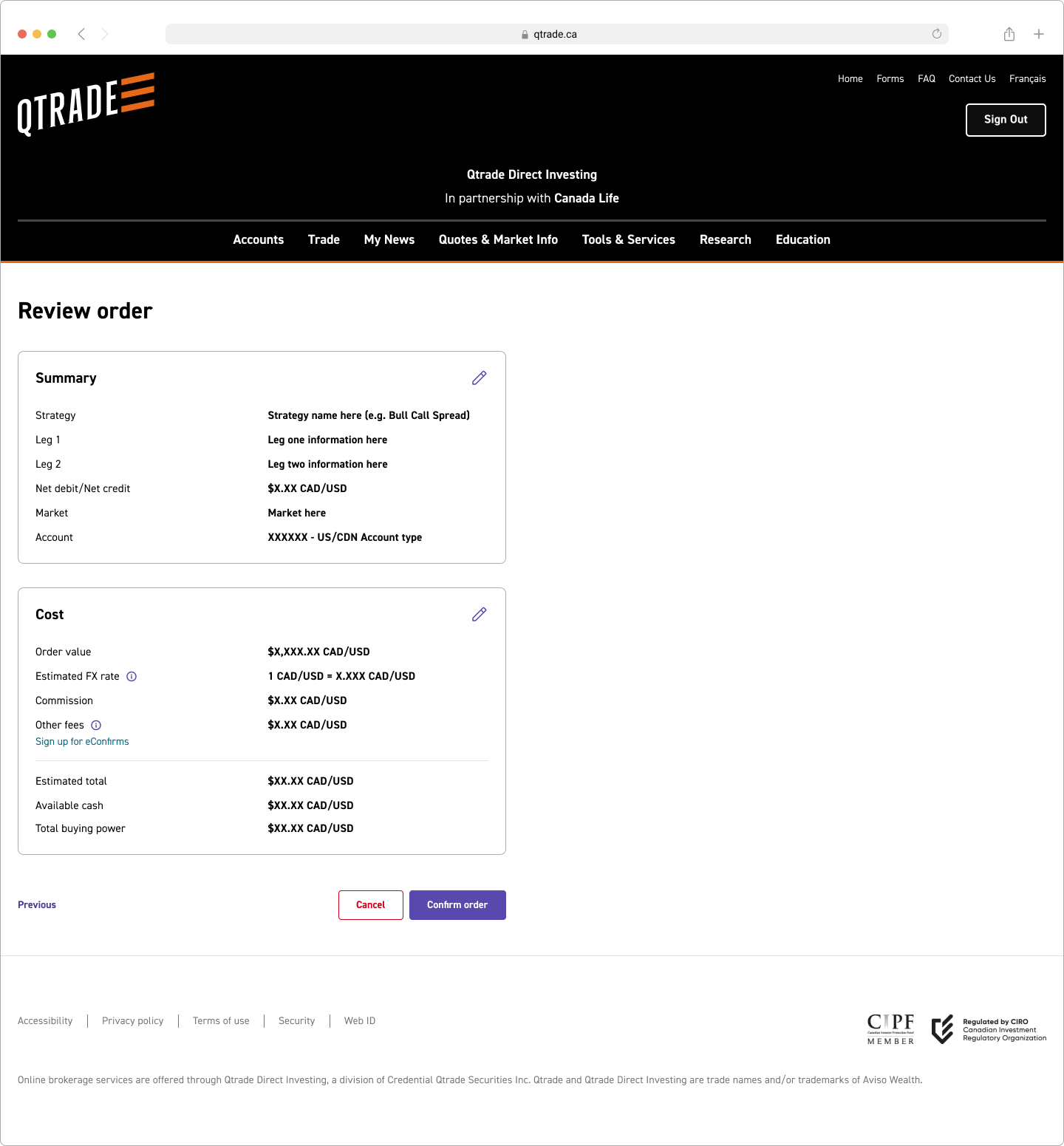 Review screen